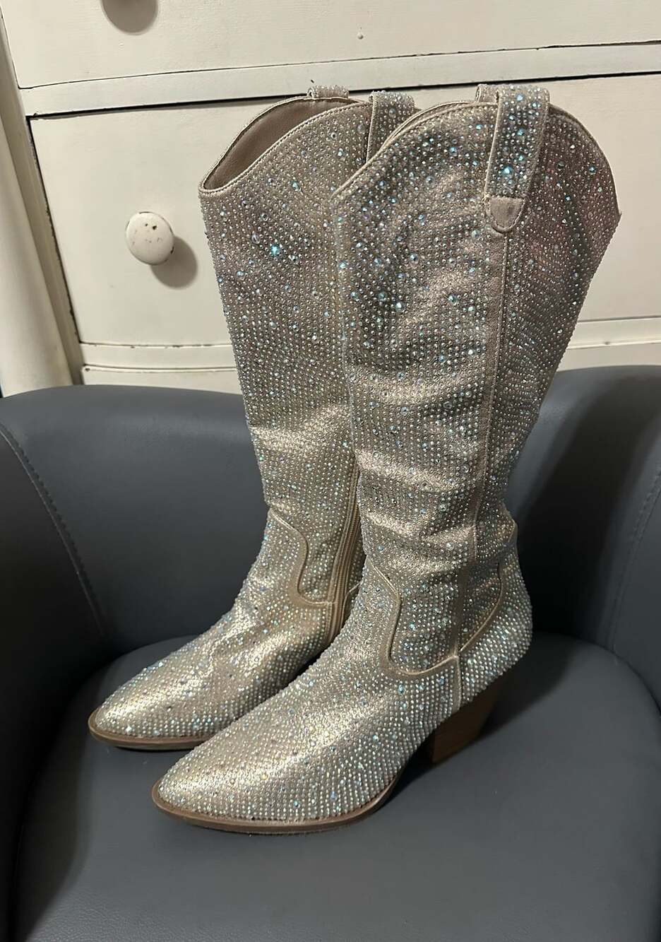 Forever Link Gold Rhinestone Western Cowboy Festival Boots Size 10